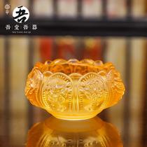 Eight auspicious glass lotus small candlestick God supplies Household for God candlestick ghee lamp lamp holder God table ornaments