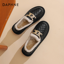 Daphne plush shoes womens 2022 new womens shoes autumn plus velvet casual single shoes a pedal beanie shoes women