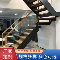 Double beam steel wood staircase outdoor attic duplex building loft small apartment indoor stair handrail custom