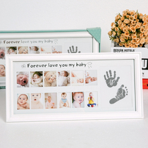 1 year old gift commemorative baby hand-foot print photo frame newborn hand-foot mark-up 12-month growth