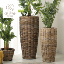 Harsh Fanjifeng Rattan Flower Basket Home Living Room Rattan Decorative Flower Pot Ornaments Balcony Floor-standing Weaving Flower