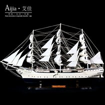 Sailing boat model Smooth Sailing Sailing large large solid wood quality craft boat Swan wooden boat gift lettering