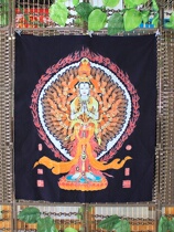 Featured batik painting Thousand Hands Guanyin Chinese hanging painting Pure cotton cloth painting Handmade wall hanging home living room decoration mural