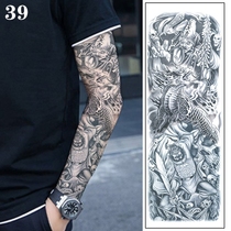 Japan a full arm to send 4 half arms black and white impermanence Zhong Kui unicorn flower arm tattoo stickers waterproof men and women hold