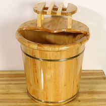 Old tree cedar wood 50cm high wooden barrel with lid thick stool bucket foot bath bucket round edge foot bath bucket foot bath bucket