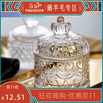French relief retro Crystal dried fruit food glass candy jar jewelry storage box Storage Jar Ornaments sugar tank