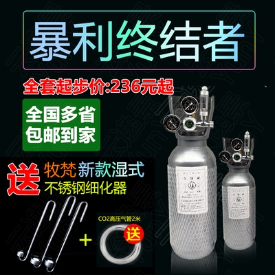 Carbon dioxide set aquatic cylinder CO2 gas cylinder inflatable cylinder animal husbandry pressure gauge pressure gauge four liters 4L