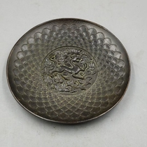 Antique Miscellaneous Bronze Plate Four God Beasts White Tiger Copper Plate Plate Home Craft Decoration