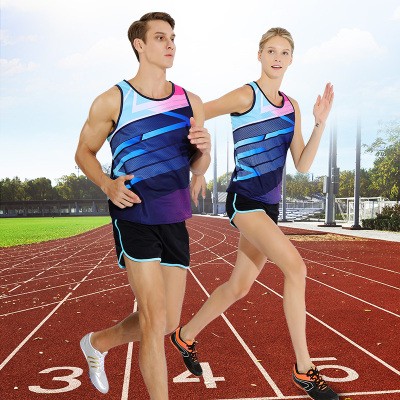 Trend track and field suit suit Mens and womens sprint sports vest Student track and field competition training team uniform Sports uniform set 