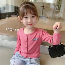 Childrens clothing 2021 new girls autumn long sleeve T-shirt baby Korean base shirt cardigan childrens sweater Foreign