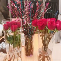 Vase anti-fall Korean wedding acrylic rich bamboo straight tube hydroponic vase plastic cylinder road awakening flower bucket harvest