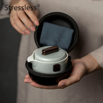 Light luxury ceramic one pot two cups Portable outdoor portable tea travel Kung Fu tea teacup teapot set