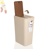 Trash can Household bathroom covered press-type trash can Rectangular flat long slit flat elastic cover trash can