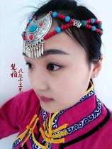 Tibetan Silver A gold jewelry Mongolian beaded headdress female dance performance childrens headgear hair ornaments ethnic style retro