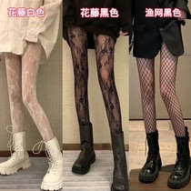 lolita hollow lace mesh stockings lolita stockings bottoming pantyhose Japanese lolita vintage flower Vine black silk