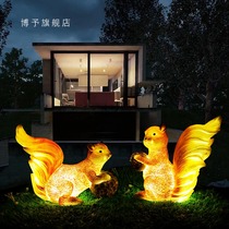 Solar Cartoon Animal Lamp Outdoor Shining Squirrel lamp Courtyard Building swing piece Park Villa Brightening Small lamp