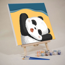 Digital Oil Painting Diy Oil Color Painting New Small Panda Children Fill Color Small Size Healing color Fill hand painting