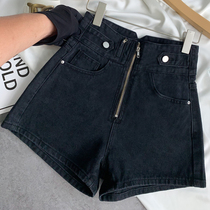 South Korea summer new high-waisted denim shorts womens personality zipper loose thin fashion wild A word hot pants tide