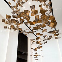 Yi Cairuo modern Chinese gold stainless steel lettering book page hanging decoration sales department at the top of the sand table in the air