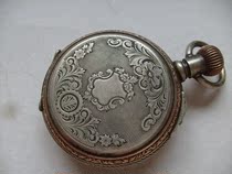 Very few hundred silver sets of carved flower bags Gold Circle star calendar week old pocket watch (maintenance is not missing)