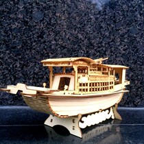 Red boat handmade diy Nanhu Red Boat model ornaments crafts Handmade assembly of solid wooden boat childrens puzzle tenon