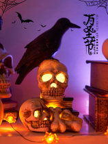 Halloween decoration props desktop Glowing Skull small ornaments atmosphere lighting Bar shop party scene layout