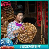 Flower bird cage Bamboo thrush bird cage Bamboo Wren bird cage Bamboo Chuan cage painting K eyebrow cage Handmade large starling bird cage