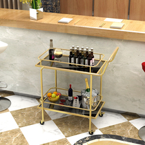 High-end hotel restaurant dining car beauty salon gold removable storage rack Tea side makeup trolley