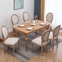 Screenplay American Style Wind Republic Dining Table And Chairs Combined Solid Wood Rectangular Table customizable lengthened solid body shop table