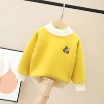 Girls sweater thickened imitation mink velvet autumn winter 2021 New Girls baby mink hair pullover Korean base shirt