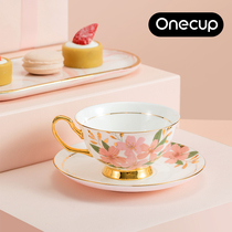 Onecup pink bronzing cherry blossom bone porcelain cup afternoon tea coffee cup cup saucer set