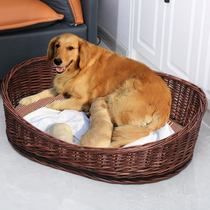 Kennel summer cool rattan Kennel can be demolished and washed Wicker dog house large medium and small dog golden hair Teddy nest four seasons Universal