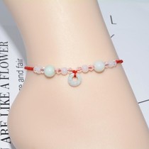 Anklet ladies summer 2021 New with Bell red rope hand-woven safe buckle Palace Bell Jade Jade