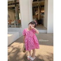 Girls dress 2021 summer new childrens Western style short sleeve love princess dress baby girl summer skirt