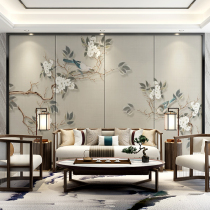 Custom Chinese Flower and Bird Light Luxury Bamboo and Wood Fiber TV Backwall Panel Living Room Bedroom Bedside Integrated Panel Painting