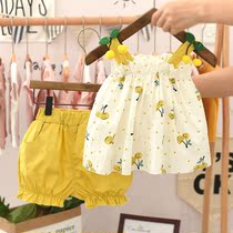 Little girl suit fashionable Foreign color Net Red Girl dress 2021 new summer Women baby clothes baby two-piece set