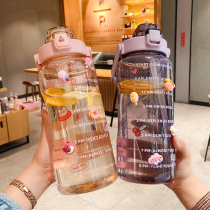 Large water cup large capacity high temperature resistant female summer 2000ml ton barrel Cup Net red sports fitness water bottle bottle