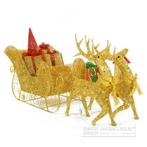 Luminous wrought iron deer cart 1 2 rice deer large scene reindeer pull sled car decoration Christmas decoration pile head