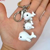 Whale keychain Beluga key ring Whale cute white dolphin little white fish ring bag pendant
