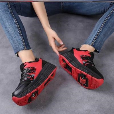 Can be adult Light ~ shoes Girls Roller skating automatic wheel 4 primary school students into shoes cartoon professional deformation