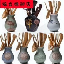 Tea spoon set tea clip tea spoon long handle teaspoon bamboo shovel tea spoon kung fu tea set