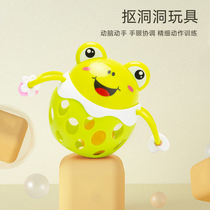 Baby toy buckle hole ball can bite baby hand grip ball finger fine motion grip training Puzzle early education