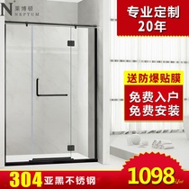 304 stainless steel bathroom door toilet shower room swing door partition glass door
