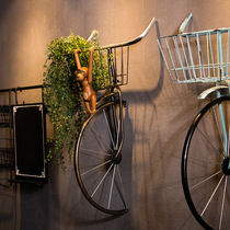 Retro old bicycle front wall hanging bar wall decoration pendant Hair salon hot pot shop nostalgic creative wall decoration
