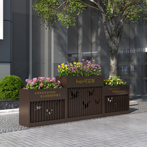 Outdoor flower box combination wrought iron fence gardening flower trough square street real estate sales department outdoor anti-corrosion flower bed