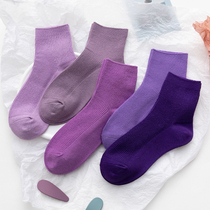 Socks women stockings boat socks high-top sweet taro purple cotton breathable summer thin ins tide autumn winter womens socks