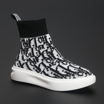 European Station Tide Cards Mens Shoes Breathable fabric High Help Sport set foot socks shoes thick bottom mesh Casual Shoes