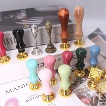 Macaron fire paint handle hot paint seal Beech envelope mouth cover wax fire paint set sealing wax Lotus wood fire paint hand