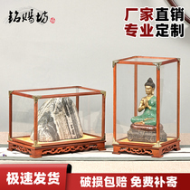 Red Wood Pendulum glass cover vase Antiques Wen Play Treasure-cage Buddha Artwork Display Case dust cover Sub-customizable