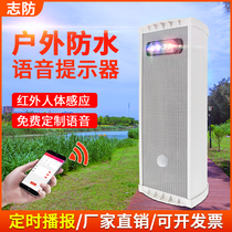 Outdoor voice prompter scenic area forest fire prevention site infrared sensing Solar Sound and Light alarm horn
